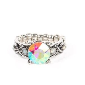 Intergalactic I Do Me Paparazzi Iridescent Aurora Crystal Silver-Tone Ring